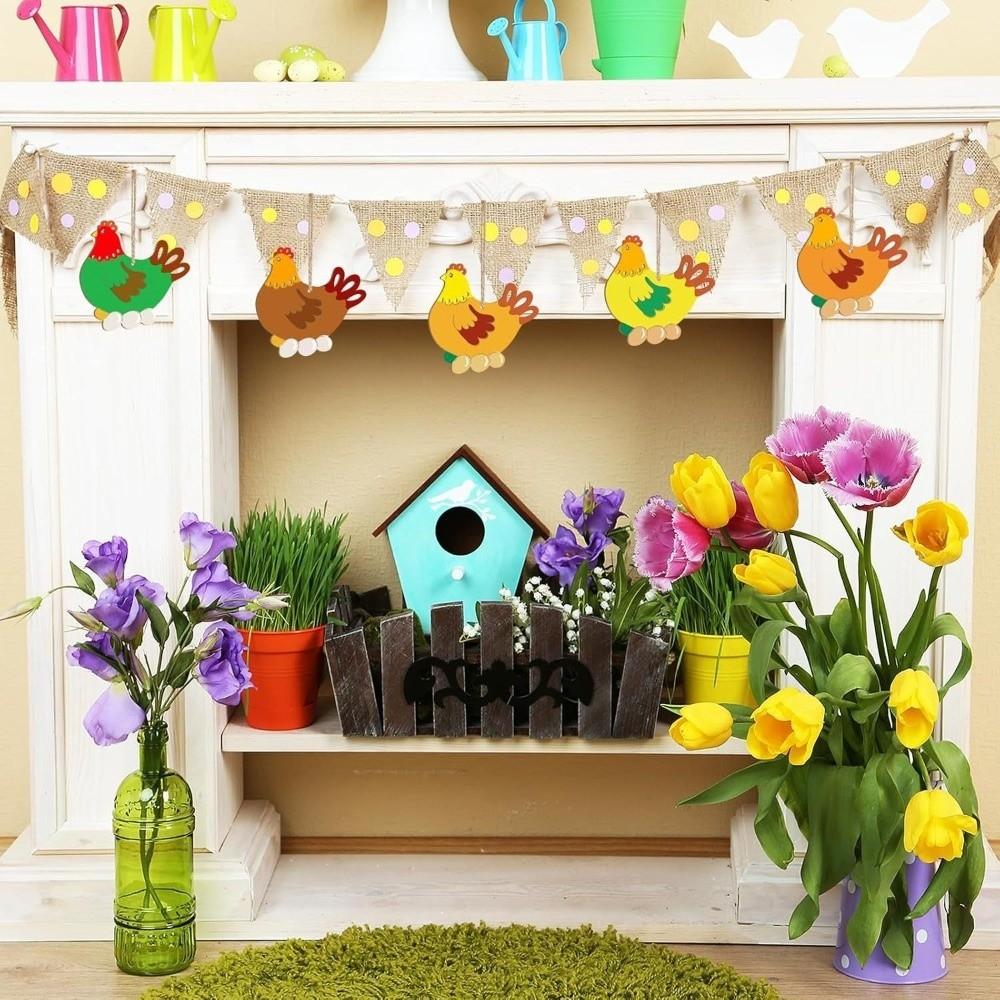 8 Pieces Unfinished Wooden Easter Egg Graffiti Painting Toy Easter Painted Crafts Home Decor