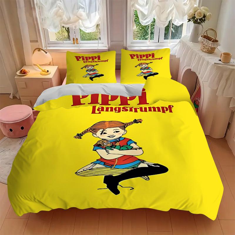 Pippi'S Adventures Freedom Print 3Pcs Bedding Setduvet Cover With 2 Bedropillowcase Home Birthday Gift