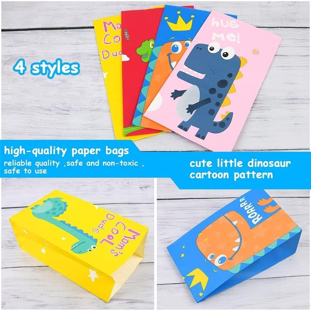 Подарочные пакеты, 24 упаковки бумажных пакетов с динозаврами, бумажные пакеты для вечеринок с милыми наклейками для детских вечеринок, праздников, дня рождения ребенка
