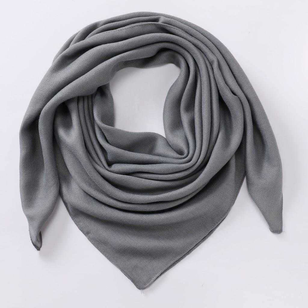 Solid Color Imitation Cotton and Linen Scarf for Women, 90CM Pleated Square Scarf, Headscarf Scarf