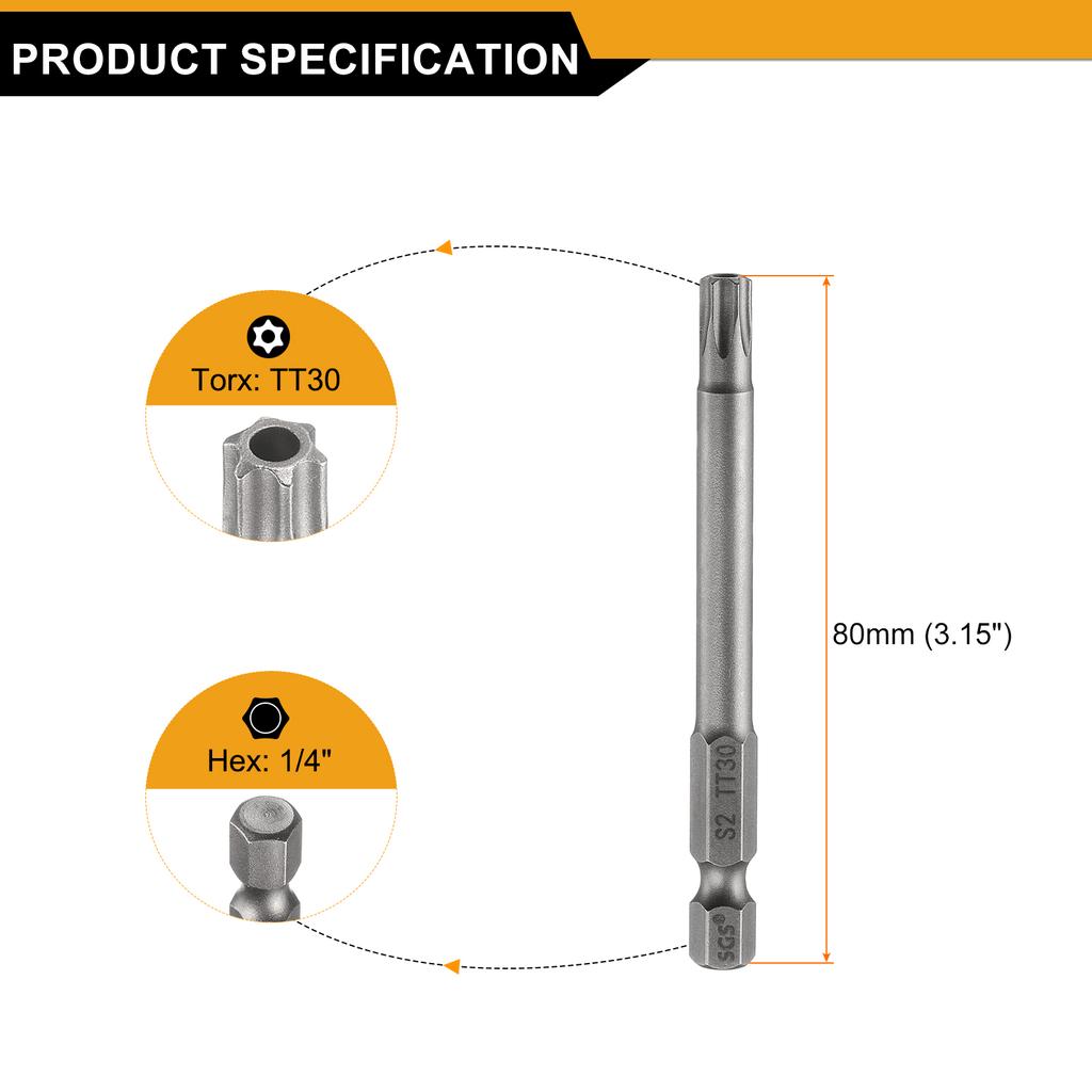 TT8-TT40 Безопасная Torx Головка Отвертки Бит 3,15" Длиной 1/4" Шестигранный Хвостовик Магнитный Защищенный от Вскрытия 6-лучевая Звезда Отвертка Сверло