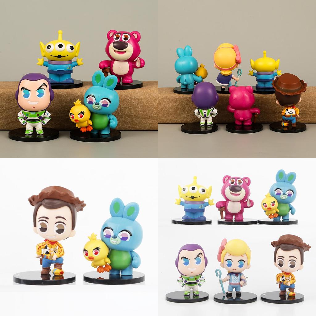 Charming Pink Bear Rabbit Alien Cartoon Figurines Pvc Anime Characters 8cm Set