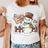 Cute Snowman Christmas Happy Women's T-shirt Cartoon Pattern Printed Black T-shirt 90s Fashion Girls Christmas Gift Top