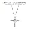 S925 Sterling Silver Cross Necklace, 10pt×4 Moissanite Micro Pave Crucifix Pendant Chain, Minimalist Luxury Sweater Necklace for Women