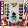 4th of July Patriotic Door Banners Outdoor Patriotic American Flag Hanging Porch Sign for Independence Day Memorial Day Decor