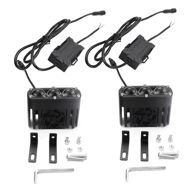 2PC LED Spotlight Pods Motorcycle Car Fog Driving Offroad 30000LM 120W Dual Color With Fun 10V-80V Truck ATV UTV