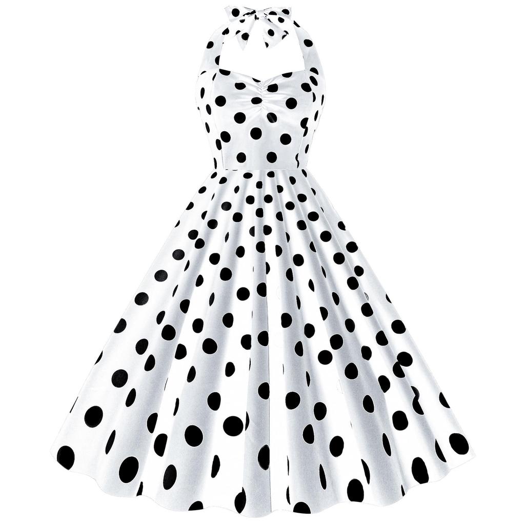 Retro 50s Hepburn-Style Waist-Cinching Slim Dress