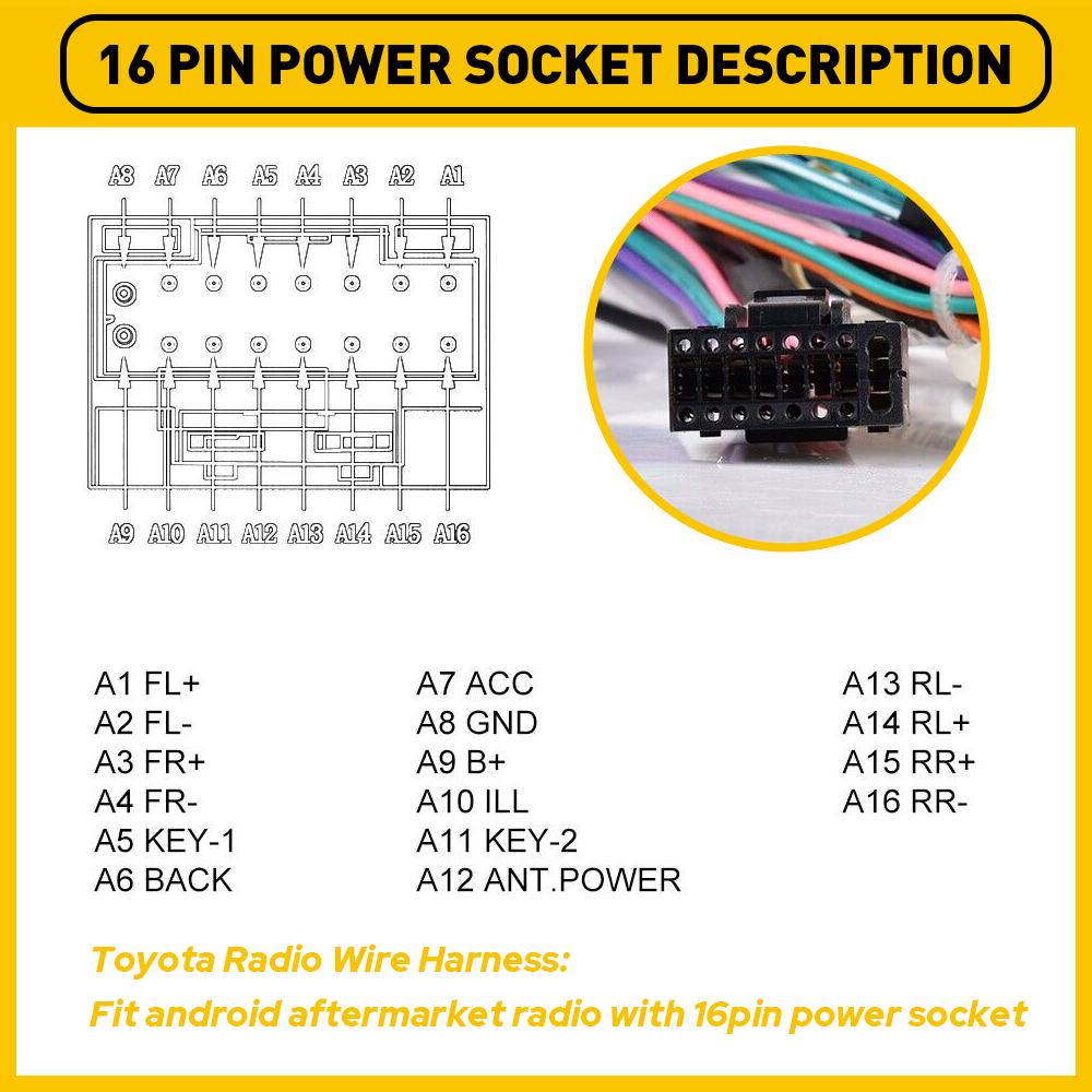 For Toyota AMP Car Stereo Radio Power Harness Cable Wire Adapter Kit JBL AMP Car Android Player Radio Adapter Power Connector