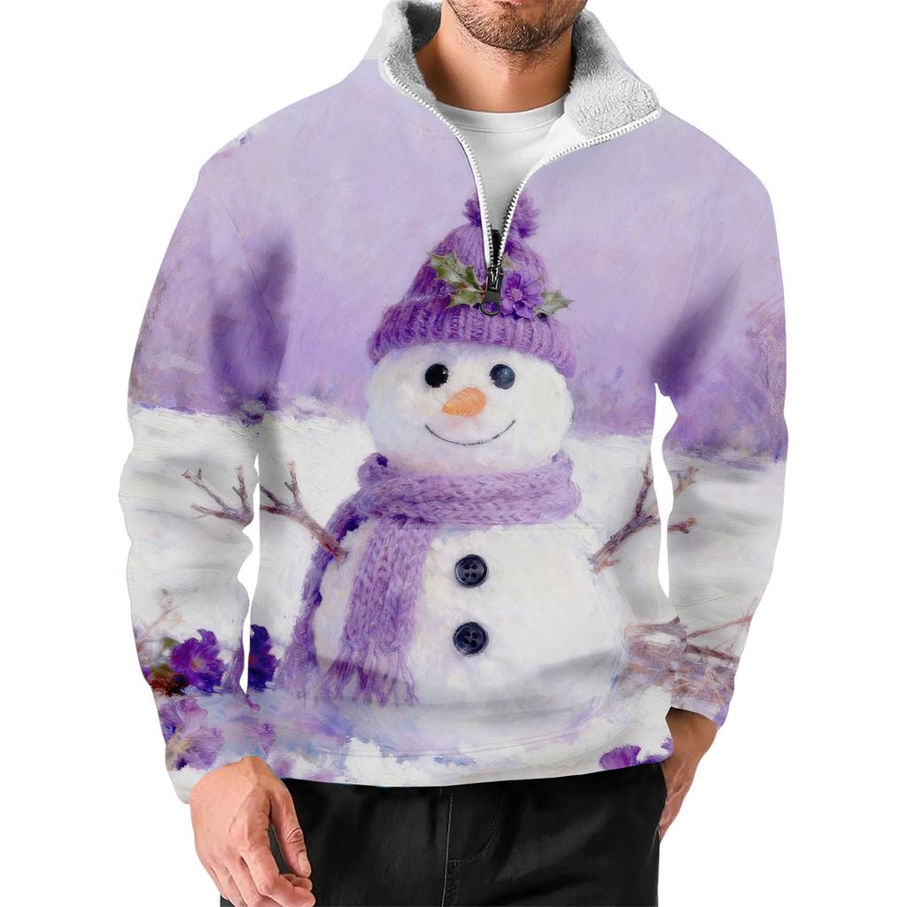 Men's Christmas Stand-up Collar Sweatshirt, Hot-selling Outdoor Casual Top With  Collar