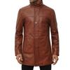 Brown Halloween Stylish Formal Casual Men Trench Coat Genuine Leather Lambskin