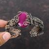 Faceted Kashmir Ruby Cuff Bracelet Copper Wire Wrapped Adjustable Bangle Handmade Designer Bangle Gemstone Cuff Copper Wire Jewelry For Gift