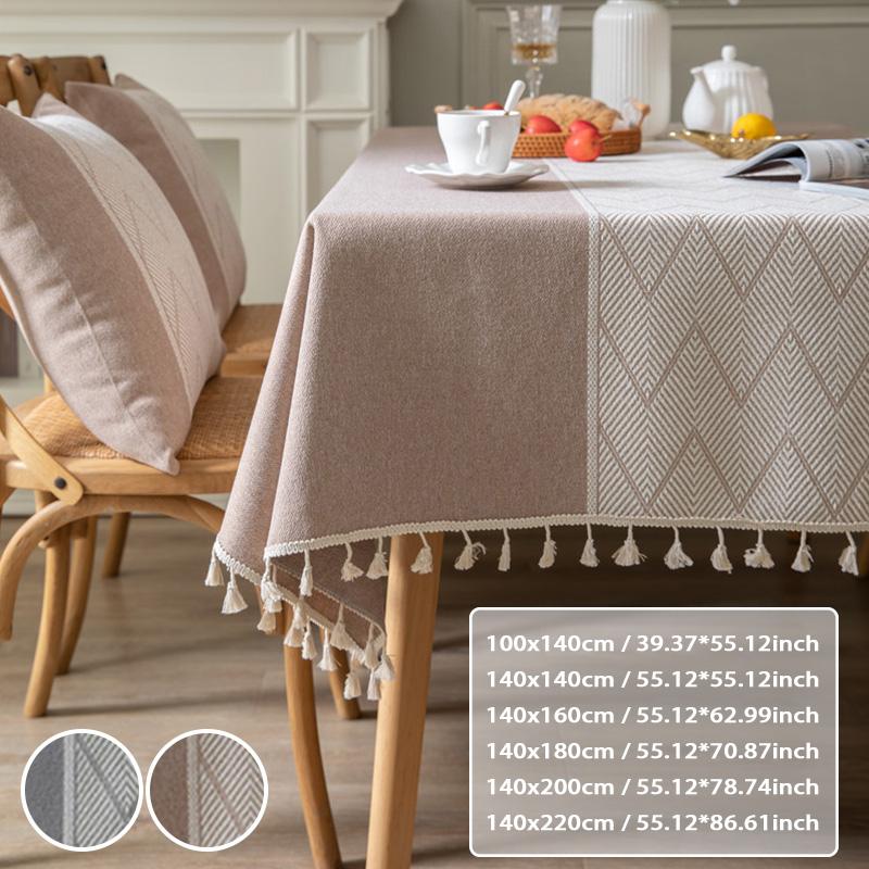 Жаккардовая крышка стола с кисточками и волнами для обеденной вечеринки, рождественская скатерть