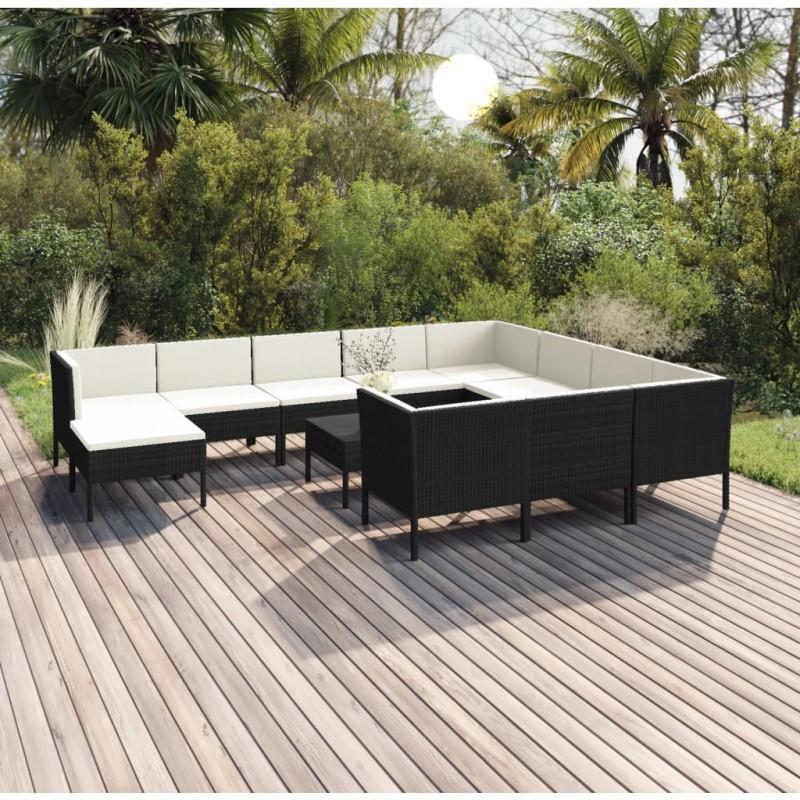Day and Night - Day and Night Garden Furniture Set 12 Pieces and Black Synthetic Rattan Cushions