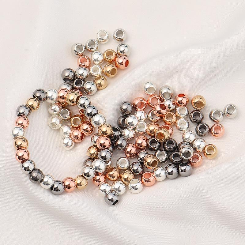 CCB Electroplated Barrel Beads - Multi-Style Gold & Silver Large-Hole Spacer Beads for DIY Bracelets