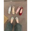 Flat-bottomed Gentle Evening Shoes French Small Red Single Shoes Women's Shoes 2025 Spring and Autumn Soft-soled Silver Ballet Shoes
