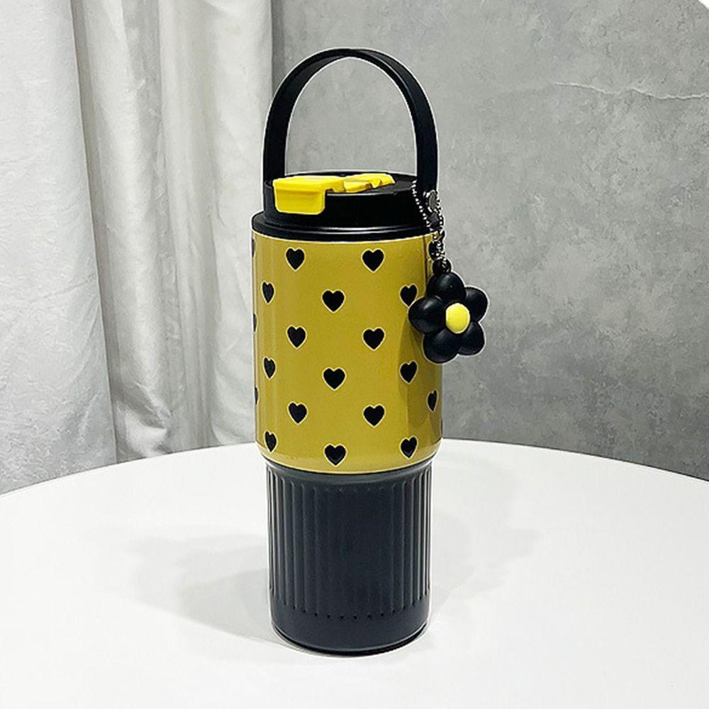 Portable Outdoor Insulated Mug Creative Coffee Tumbler with Handle Drinking Straw Cup Kitchenware