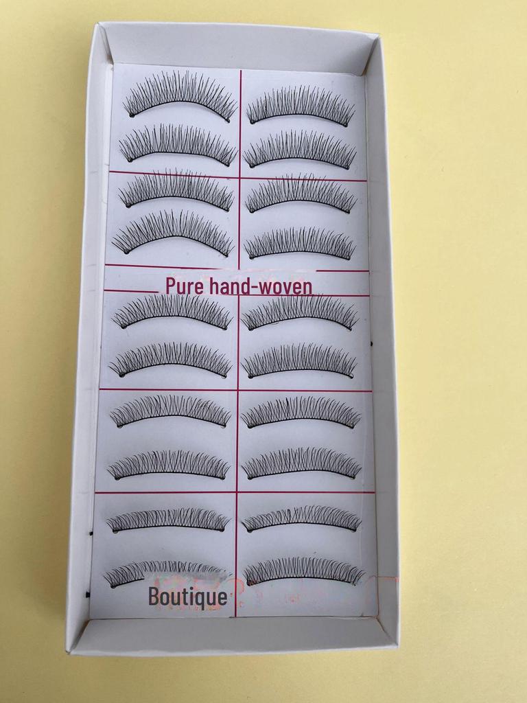 217 накладных ресниц ручной работы - 10 пар, натуральный стиль, перекрестный хлопковый стержень для сценического макияжа