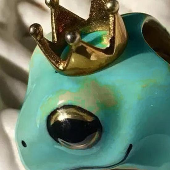 Унисекс кольцо в форме лягушки милые ювелирные изделия мультфильм корона кольцо на палец для вечеринки