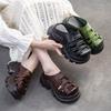 Модные летние шлепанцы GKTINOO 2025 из натуральной кожи с мягкой подошвой и увеличивающей высоту платформой, ручной работы, в стиле ретро, легкие, женские, для улицы
