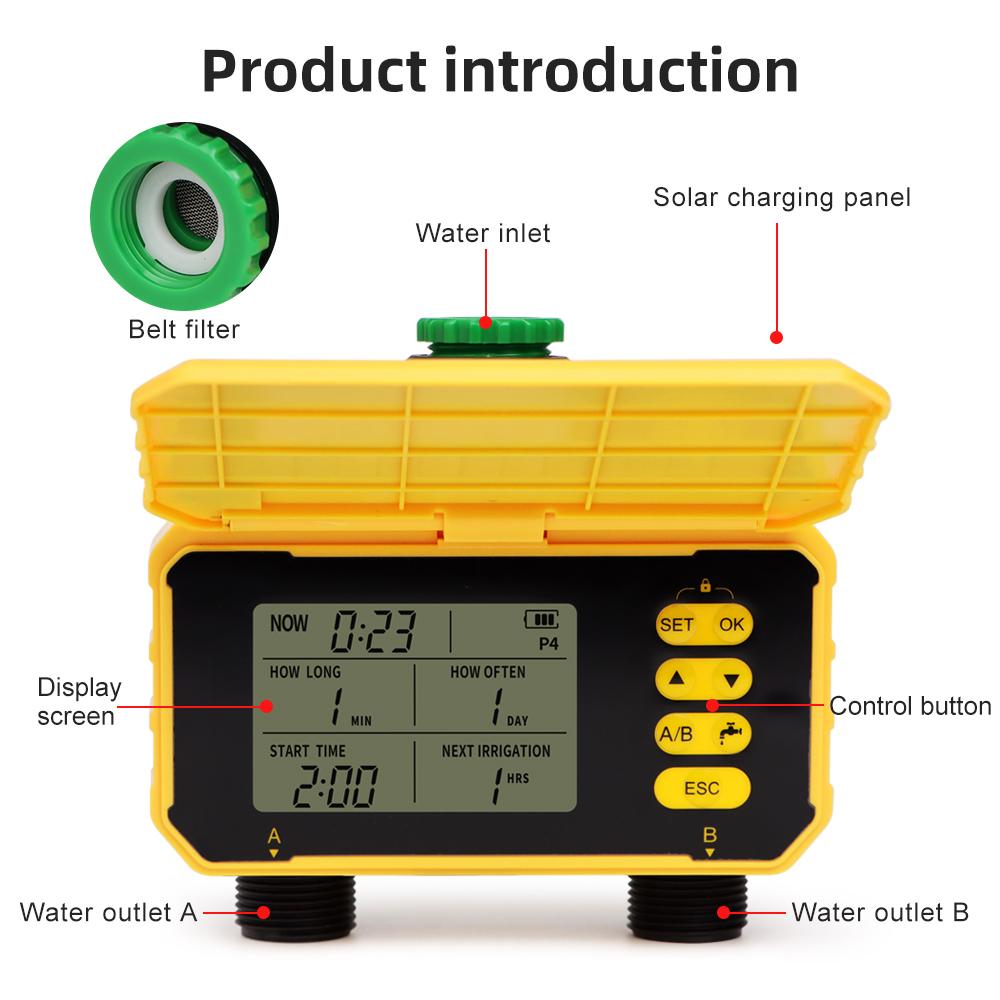 Smart Irrigation Water Timer Automatic Solar Timing Controller 1/2 Outlets Watering Timer System Plant Waterer for Garden Lawn