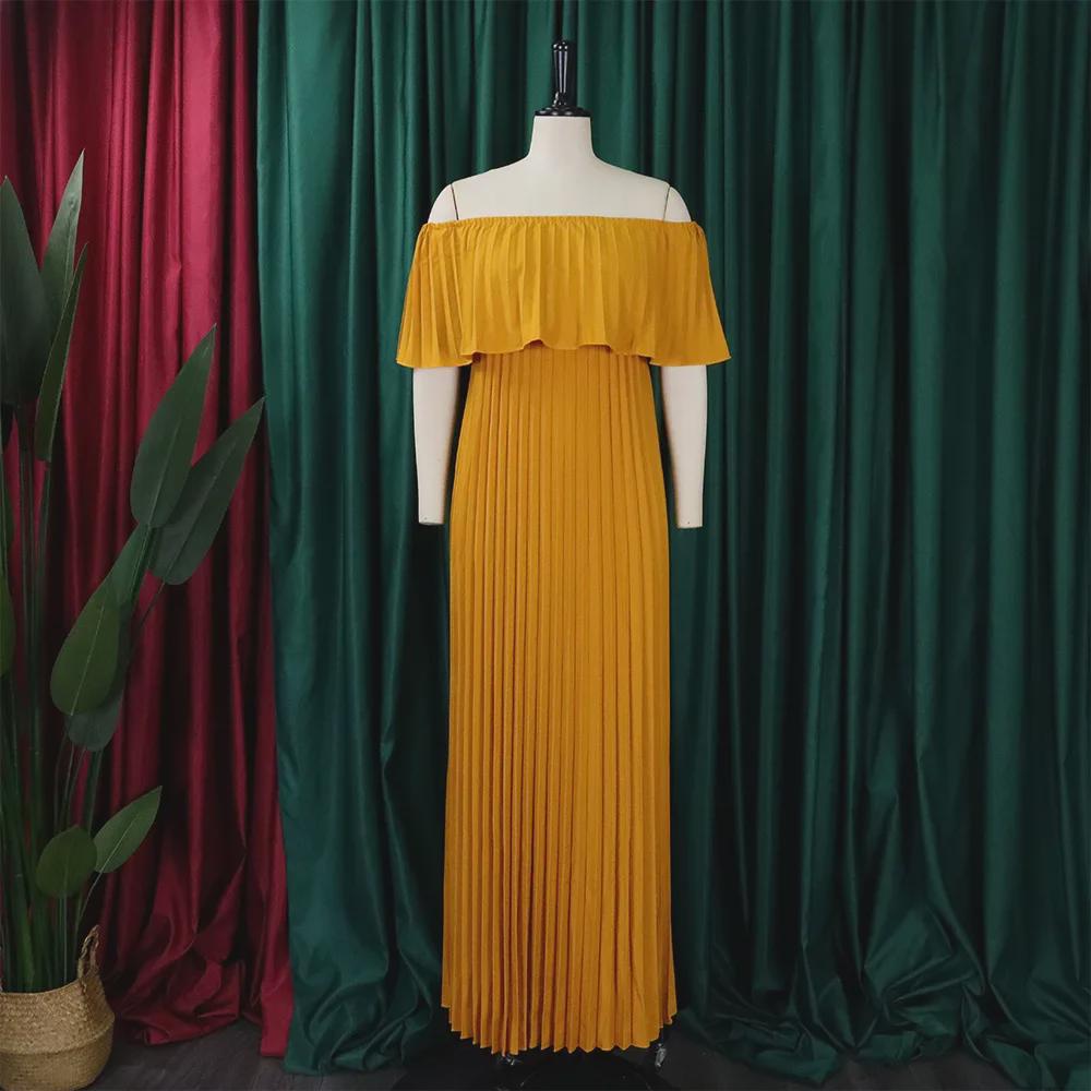 C8514 2023 Сексуальное вечернее платье с открытыми плечами и драпировкой – Европейский и американский стиль