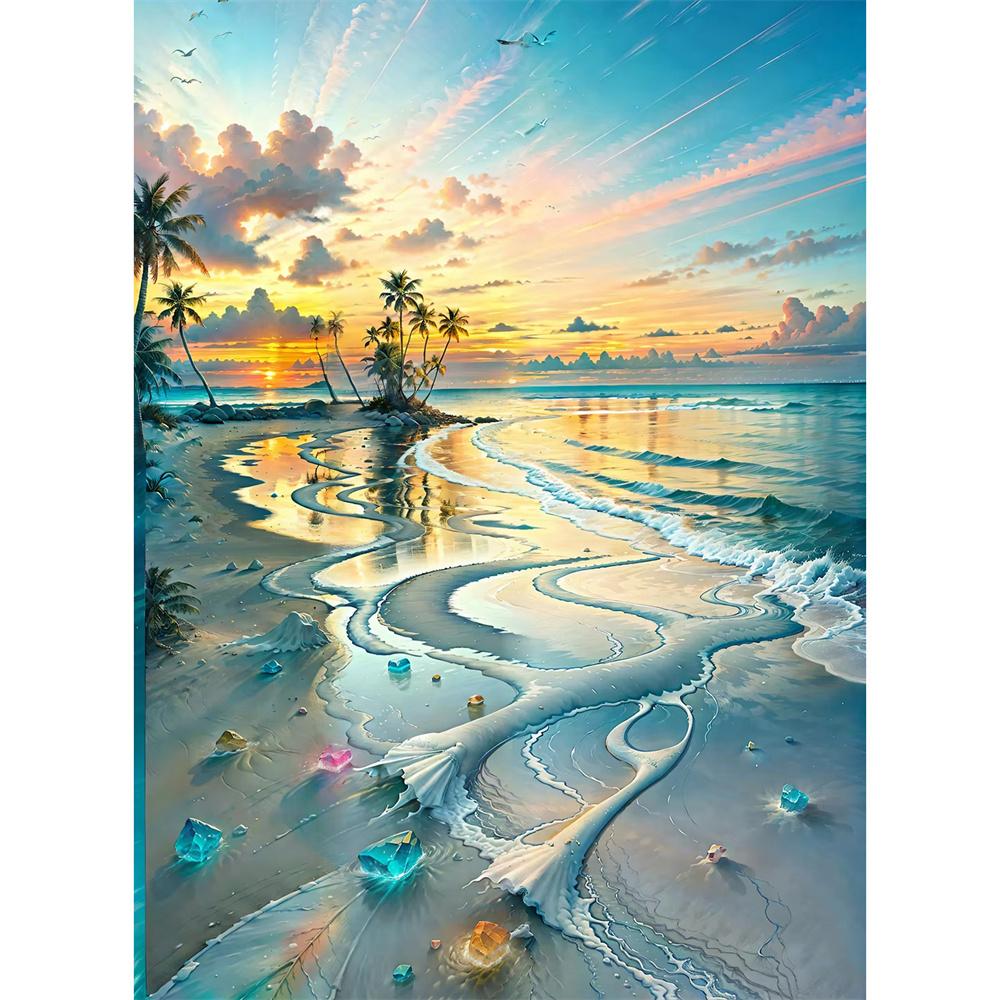 5D DIY Алмазная картина Морской пейзаж Архитектура Алмазная вышивка Картина Полная круглая Алмазная мозаика DIY Домашний декор Подарки