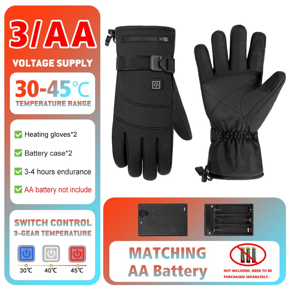 Motorcycle Heated Gloves Winter Warm With Battery Case Non-slip Heated Gloves Waterproof Heated Rechargeable Gloves Touch Screen