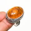Baltic Amber Gemstone Handmade 925 Silver Plated Jewelry Ring Size 8.5