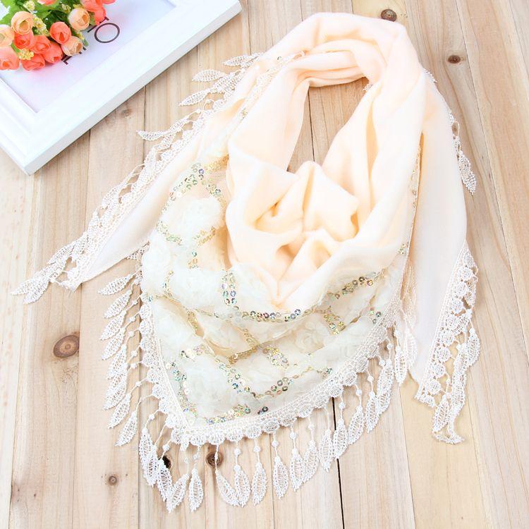 Дамская шаль, осенние и зимние шарфы, треугольные шарфы, вышитые кисточки, теплые шарфы, шелковые шарфы и платки для головы