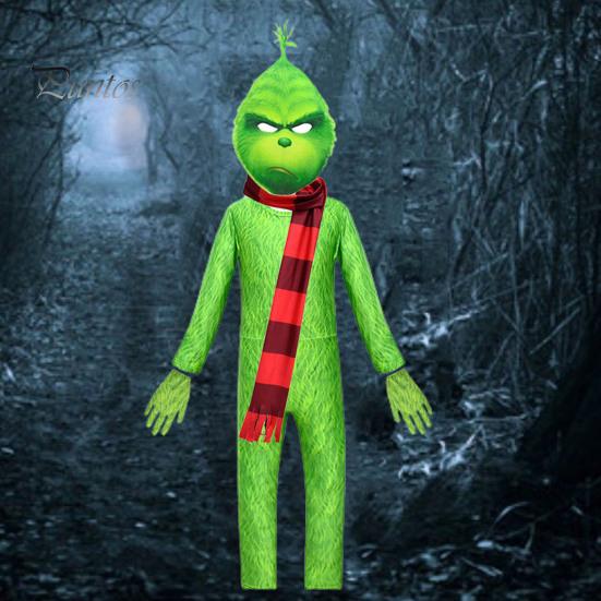 1 комплект детский комбинезон на Хэллоуин зеленый пушистый зверь косплей костюм включает в себя маска перчатки шарф набор фото реквизит одежда для выступлений