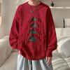 Vintage Hole Christmas Tree Tassels Sweater Men Fashion Casual Loose Knitted Pullover Couples Unisex Streetwear Sweaters