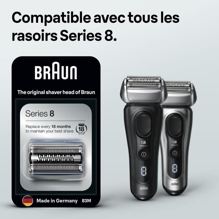 Tête de rasoir - BRAUN - Cassette SERIES 8 83M Mat