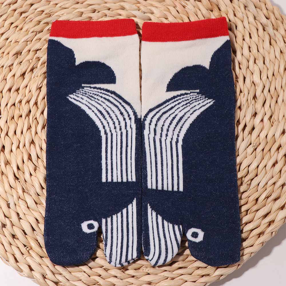 Deep-sea Animals Two Toe Socks Whale Toe Mid Calf Sock Cute Funny Fish Tube Socks Gift