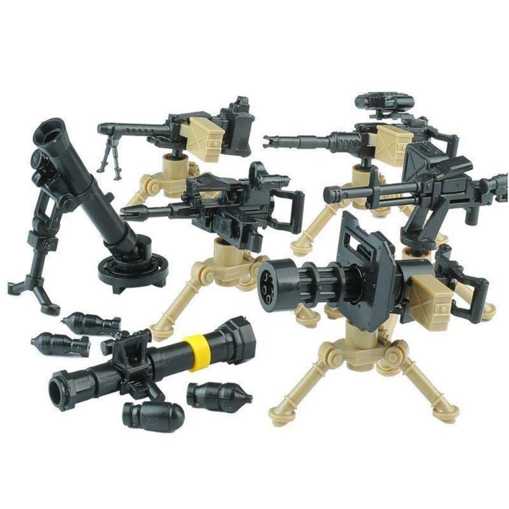 Конструктор Второй мировой войны Военное оружие Полицейский Солдат Фигурка Аксессуары Модель Кирпич Пистолет Пушка Пусковая установка Бункер Аванпост Игрушка X017