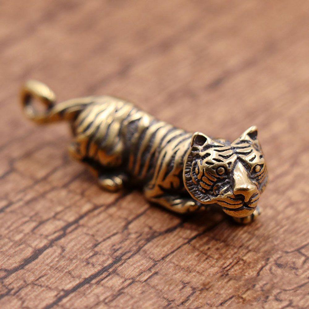 Metal Diy Animal Home Office Room Ornaments Casting Sculpture Pendant Tiger Figurine Keychains