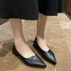 Мода 2024 года, новые модные женские элегантные туфли на высоком каблуке с заостренным носком, однотонные женские туфли на плоской подошве с неглубоким носком