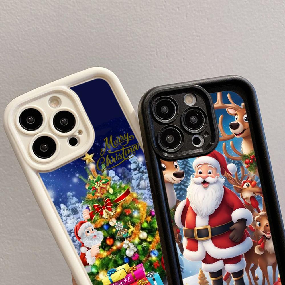 Чехлы для телефонов Ae119 Merry Christmas Santa art design для iPhone 16 14 13 11 Pro Max 15 7 8 6 Plus 12 mini XR XS Max SE Angel Eye Ladder Protective Cover