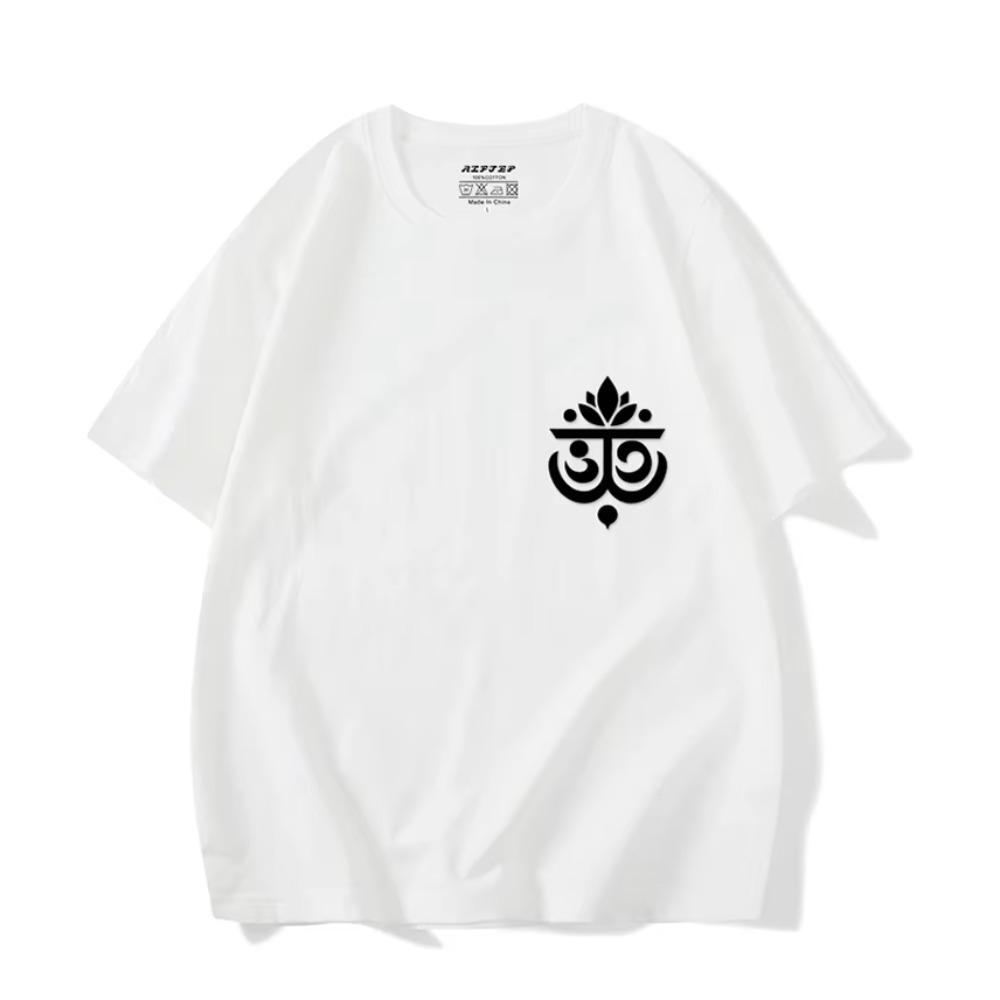 Японская Мужская Футболка с Коротким Рукавом из 100% Хлопка, Футболка с Забавным Графическим Принтом на Санскрите, Креативный Стиль, Свободная, Мужская, Женская, Y2k Топы