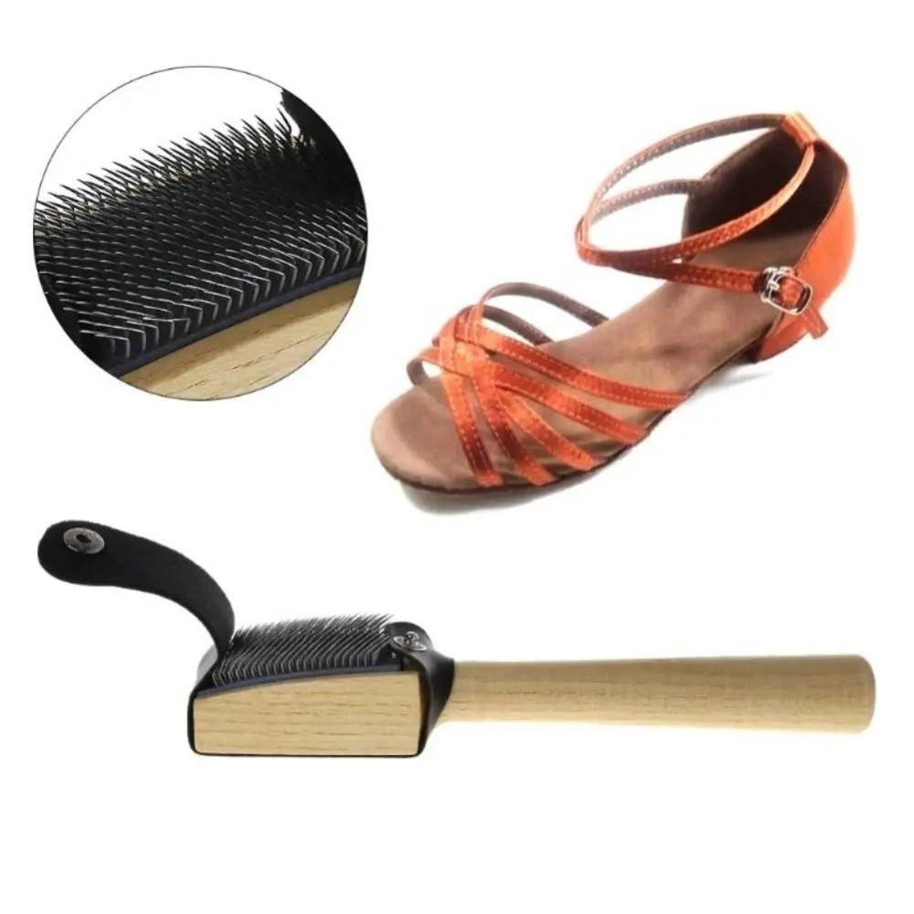 With Protector Cover Suede Sole Wire Shoe Brush Wooden Dance Shoes Cleaning Brush Household