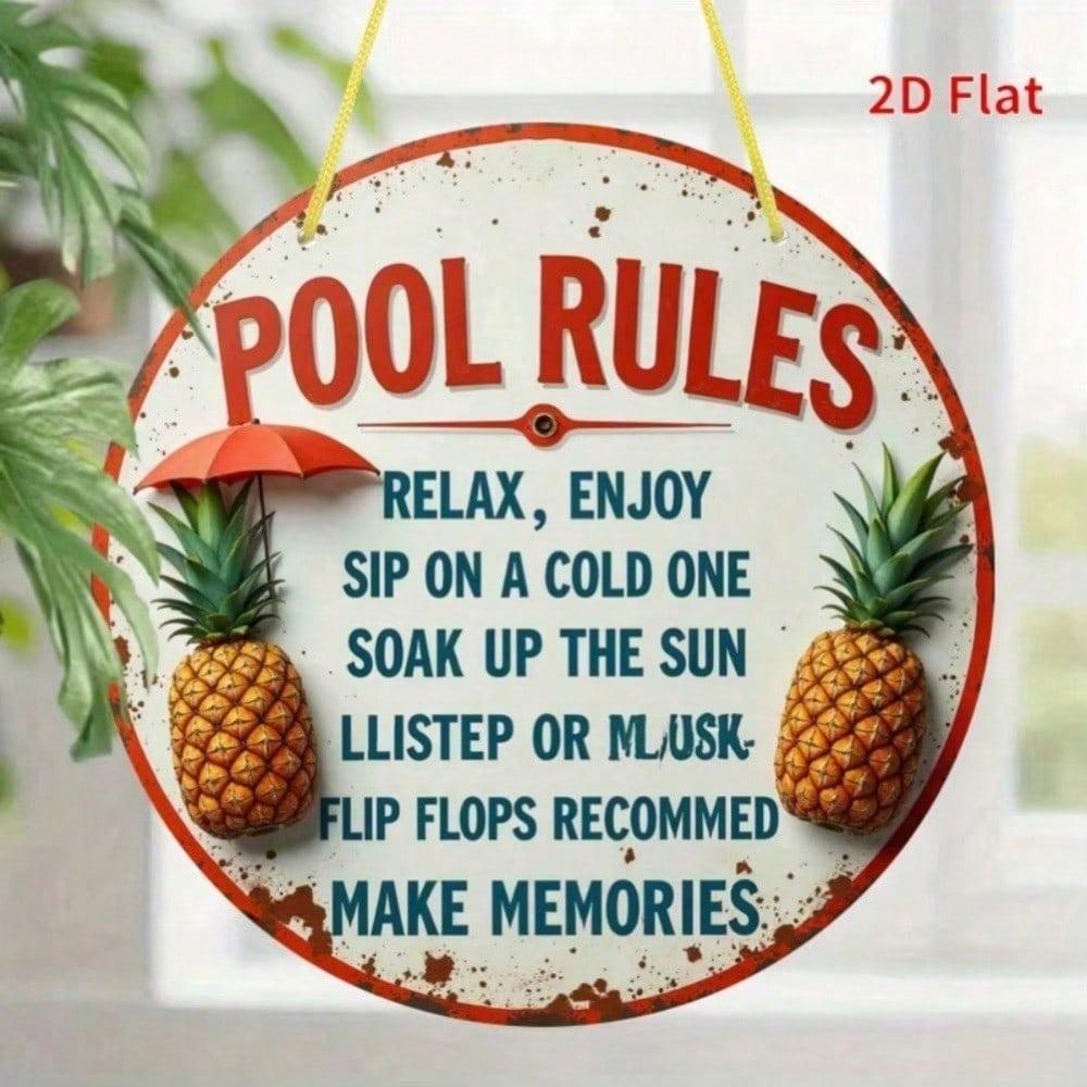 Vintage Metal Tin Sign Pool Rules Wall Decor for Home Bar Man Cave Gift