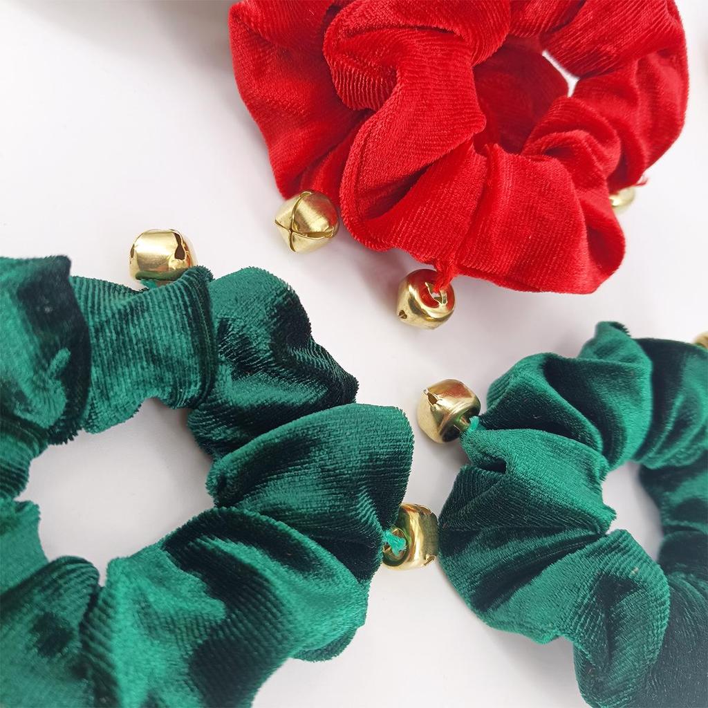 European and American Christmas Style Velvet Bell Scrunchie Hair Accessory