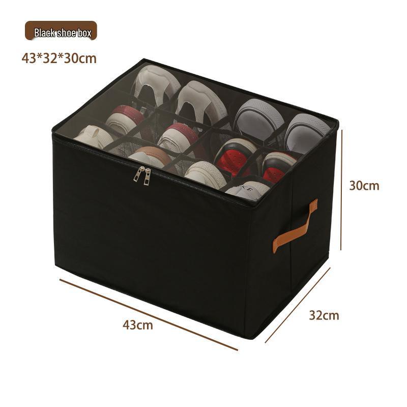 Foldable Shoe Storage Box with Lid & Dividers - Multifunctional Organizer for Clothes & Sundries