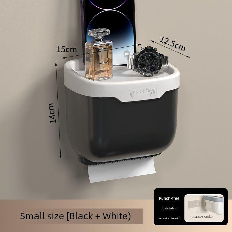 Punch-Free Toilet Tissue Box Toilet Waterproof Towel Rack Storage Rack Paper Extraction Box Wall Hanging Chart Drum