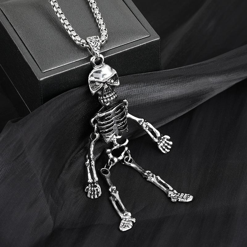 Titanium Steel Dark Skull Man Skeleton Men'S Pendant Long Sweater Chain Couple Men'S And Women'S Same Necklace