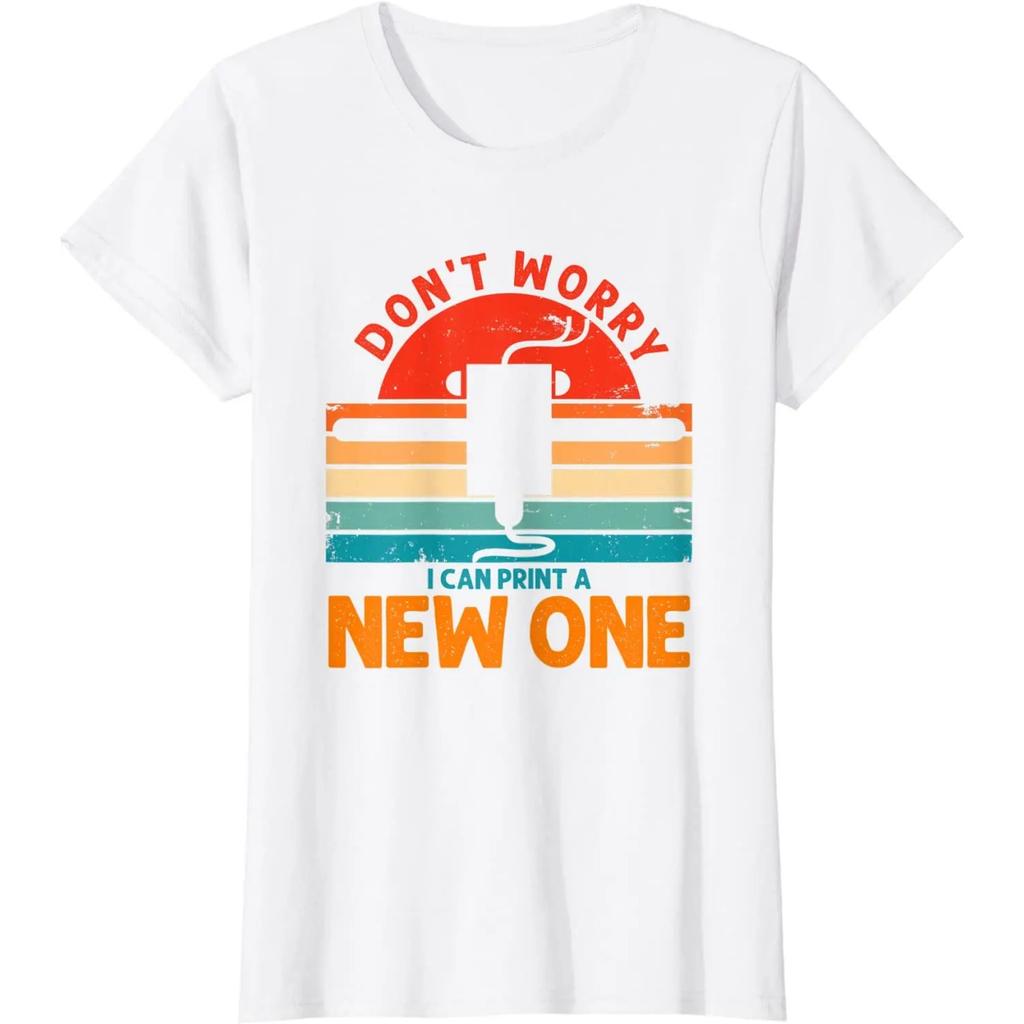 Винтажный 3D-принтер «Не волнуйтесь, я могу напечатать новый» Забавная футболка Аниме-одежда Мужские футболки Футболки Four Seasons