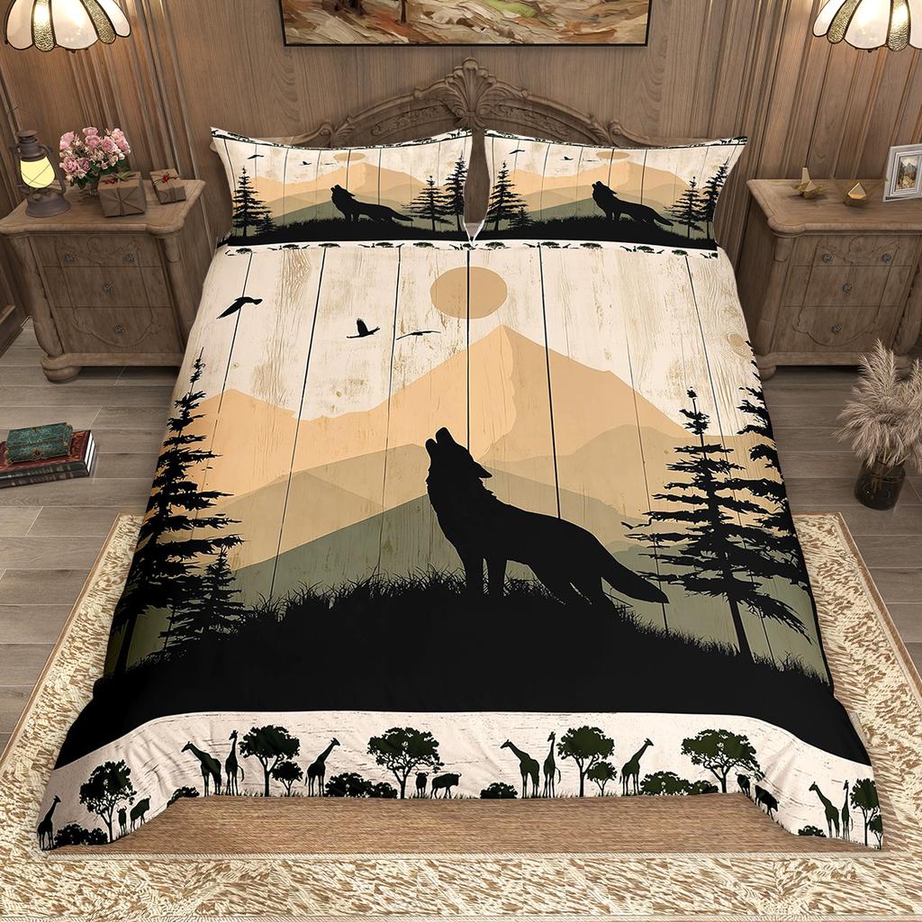 Комплект пододеяльников с дикими животными Homewish 2 шт./3 шт., Постельное белье с дикими животными джунглей, Комплект пододеяльников со львом, леопардом, тигром, волком