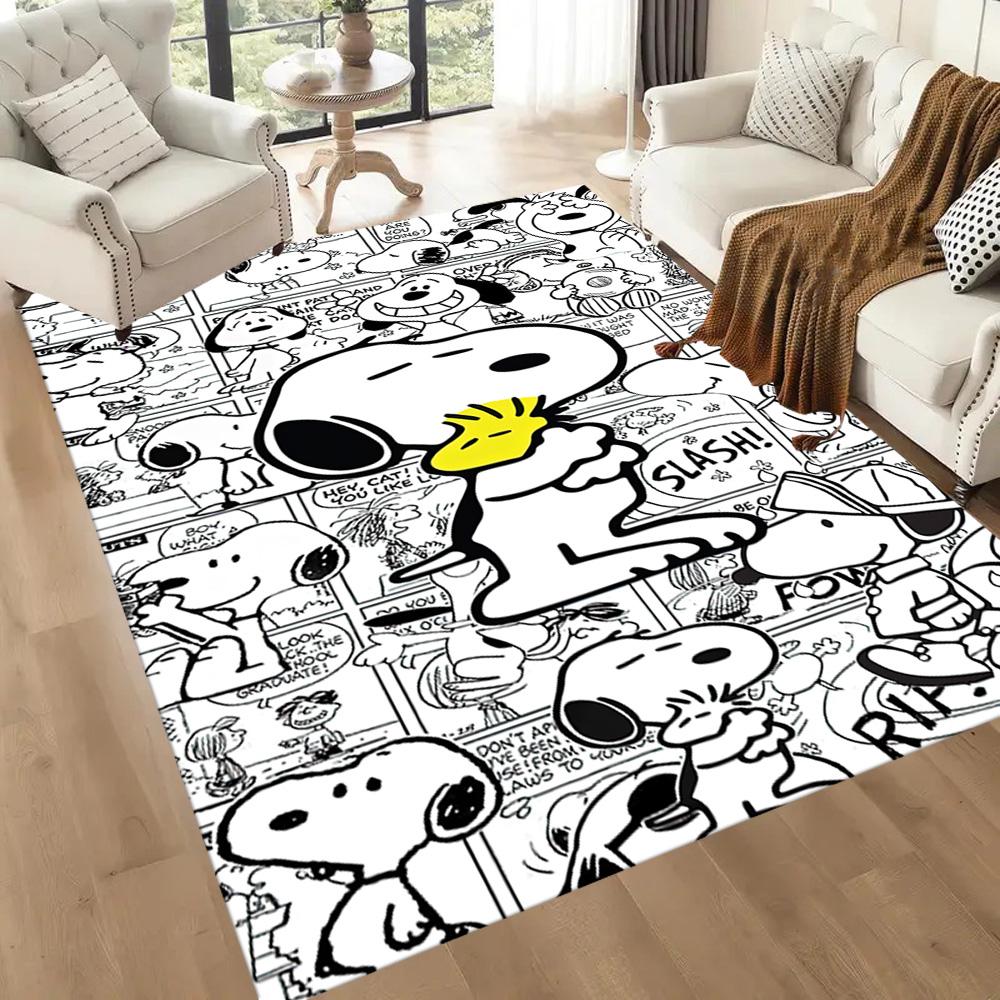 Snoopy Dreams In Colorful Land Square rugs are a great choice for living rooms, bedrooms, home décor, and as gifts.