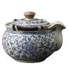 Beige Light Luxury Ru Kiln Twisted Branch Lotus Hand Grab Single Pot Teacup Kung Fu Tea Set Household Large-capacity High-grade Blue and White