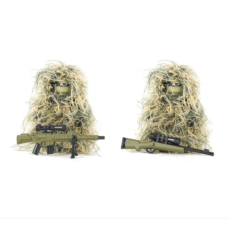 Military All-Terrain Sniper Figures Building Blocks Camouflage Clothing Jungle SWAT Soldier Weapons AWM Gun Parts Bricks Toys