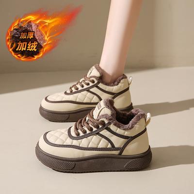 CRLAYDK Классические женские модные кроссовки Зимние с меховой подкладкой Повседневные Теннисные на платформе Скейт Кожаные туфли Женские для ходьбы Ботильоны